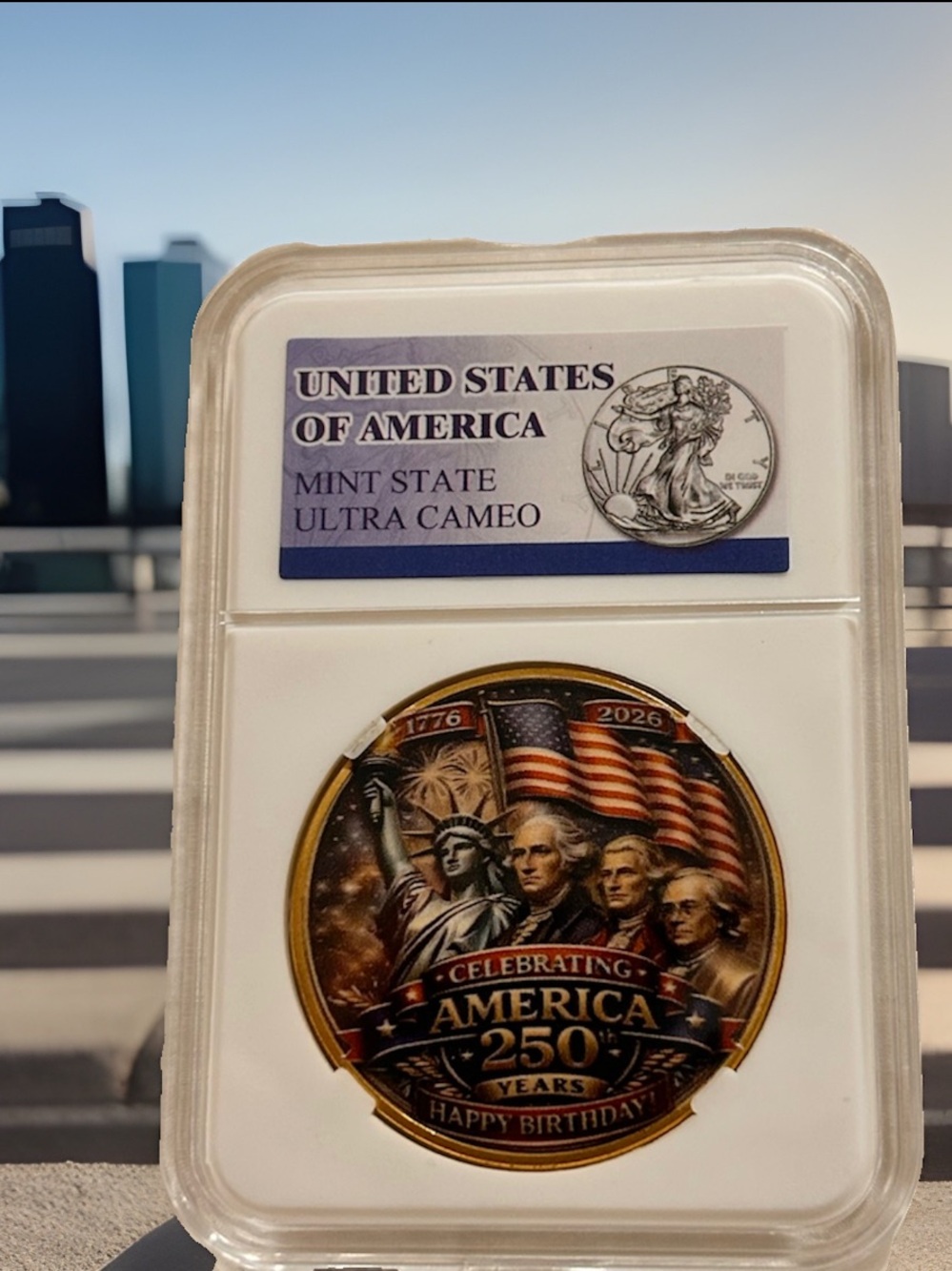 Collector's 250th America Commemorative Coin - White Holder